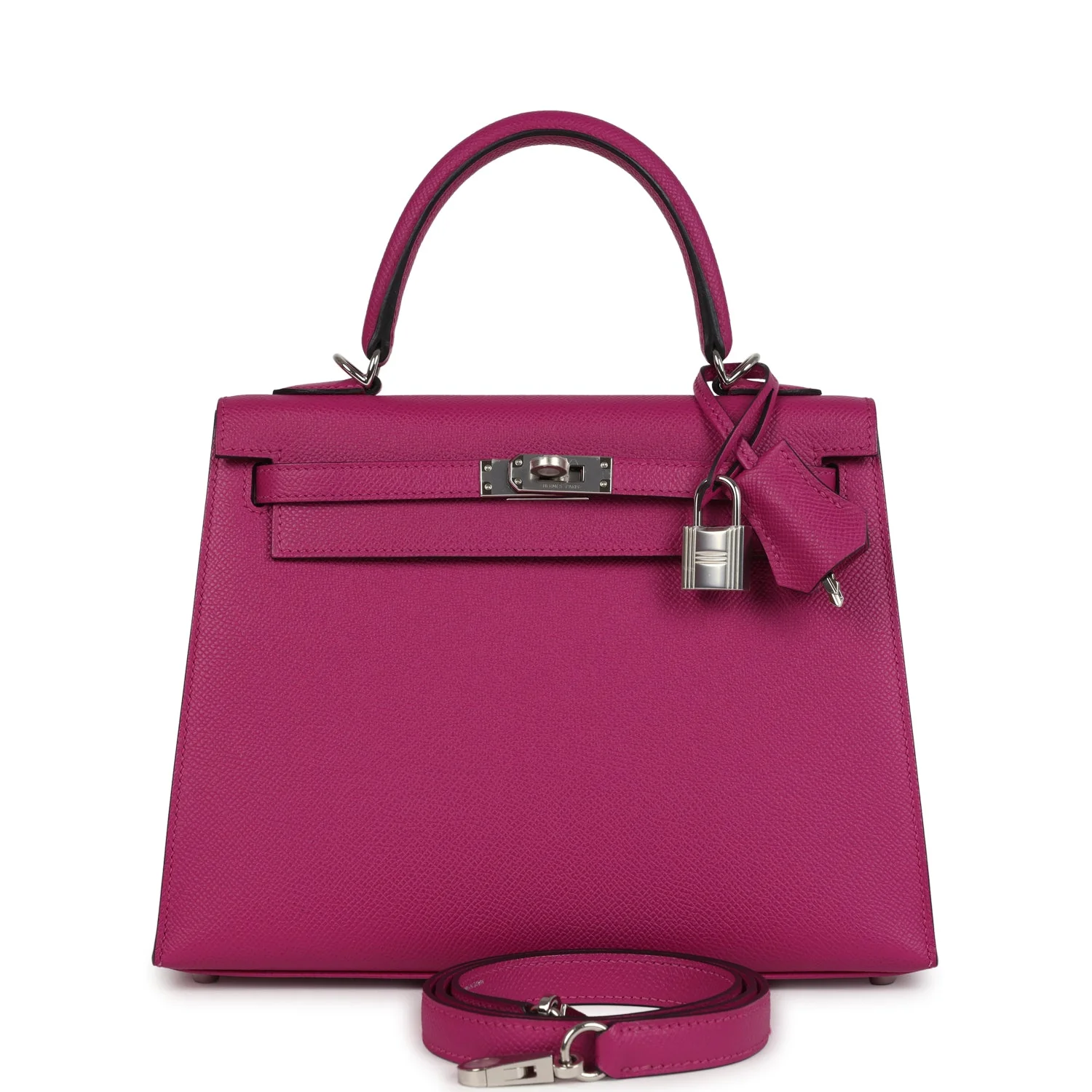Hermes Kelly Sellier 25 Rose Pourpre Epsom Palladium Hardware