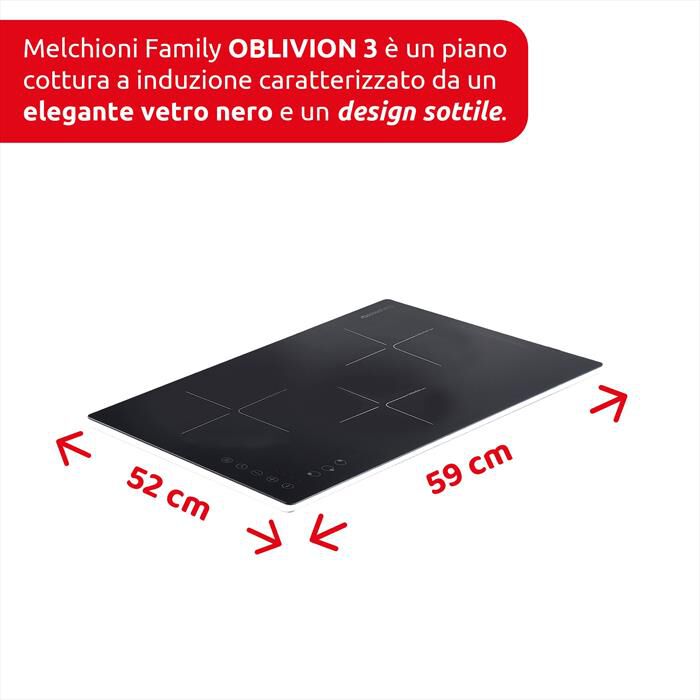 MELCHIONI FAMILY - Piastra a induzione 2 fuochi OBLIVION 3-nero