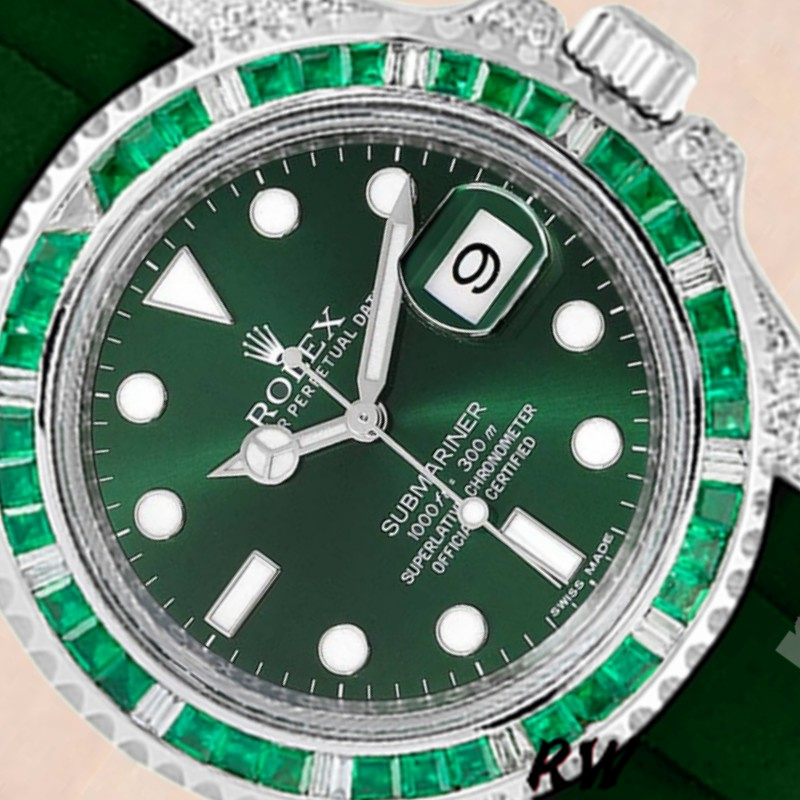 Rolex Submariner 116610 Green Dial Rubber strap 40mm Mens Replica Watch