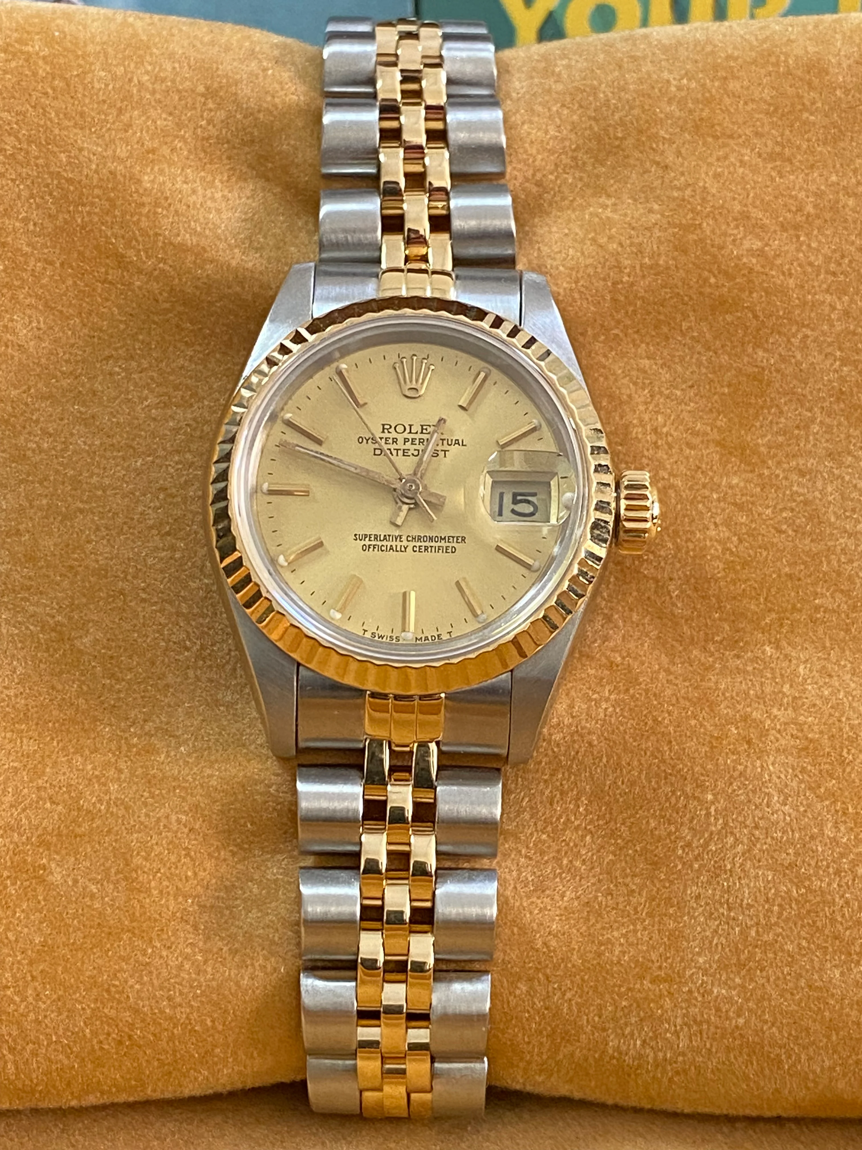 Rolex Steel and Yellow Gold Lady-Datejust - R serial- Fluted Bezel - Champagne Index Dial - Jubilee Bracelet - 69173
