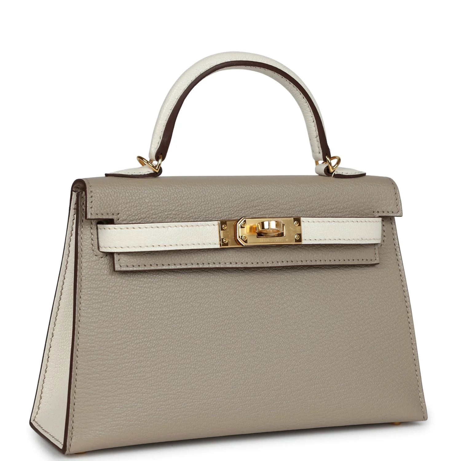 Hermes Special Order (HSS) Kelly Sellier 20 Gris Tourterelle and Nata Chevre Gold Hardware