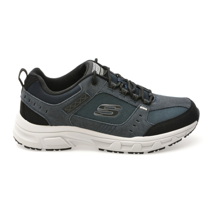 Pantofi sport SKECHERS bleumarin, OAK CANYON, din material textil si piele naturala