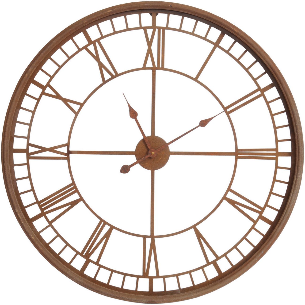 Antiqued Rust Skeleton Wall Clock 80cm