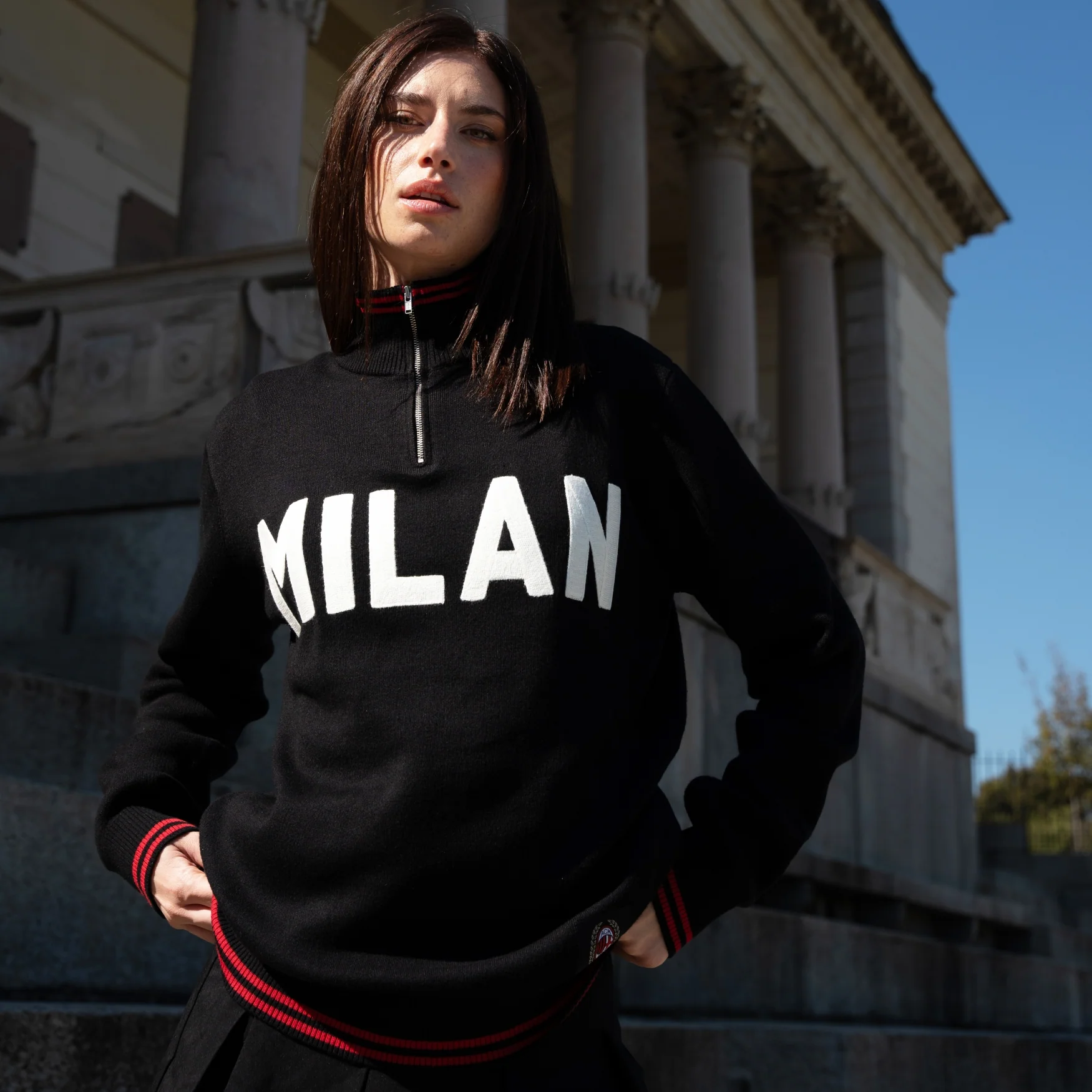 AC Milan 1960's Embroidery Half Zip Sweater