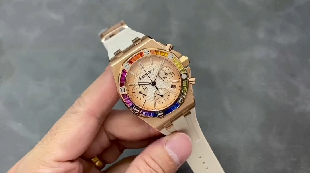 AP 26236OR.YY.D085CA.01 Royal Oak Offshore Chronograph 37 1:1 Clone Rainbow Bezel