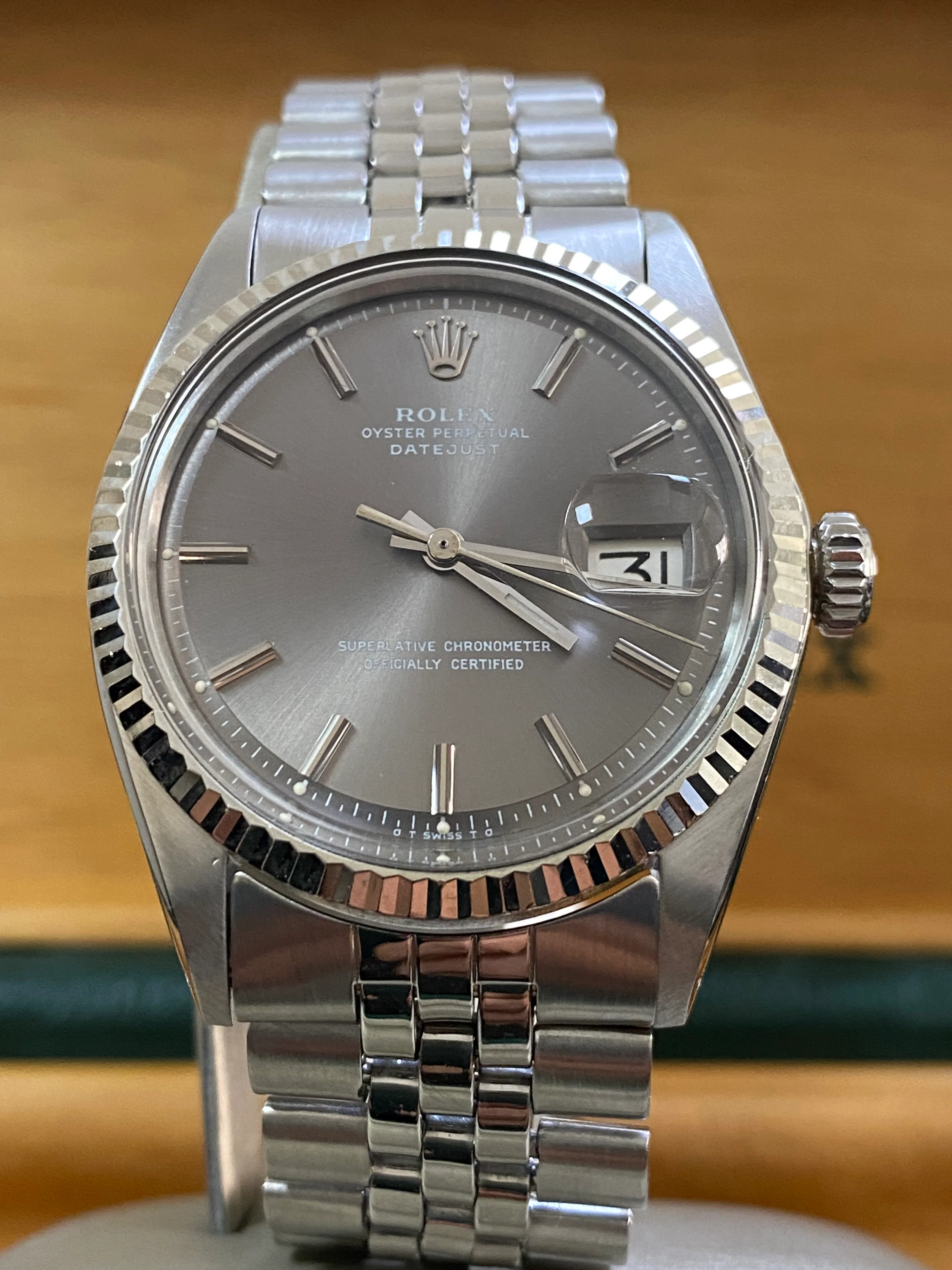 Rolex Steel Datejust 36 - Fluted Bezel - Grey Index Dial - Jubilee Bracelet - 1601