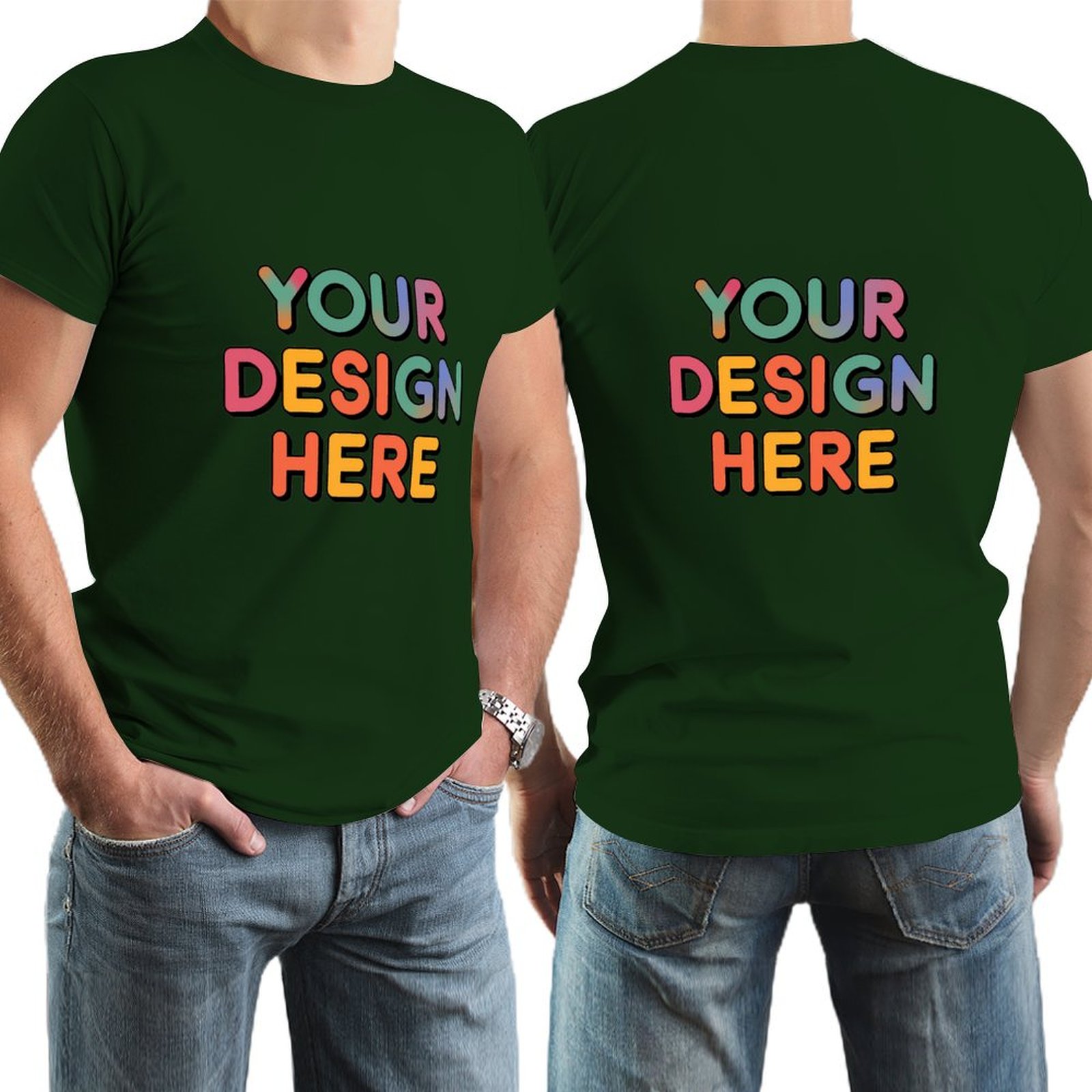 Personalized Custom Men’s Durable Cotton T-Shirt with Double-Sided Design