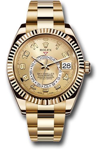 Rolex,Sky-Dweller Yellow Gold Sky-Dweller Watch - Champagne Sunray Arabic Dial - Oyster Bracelet - 326938 ch