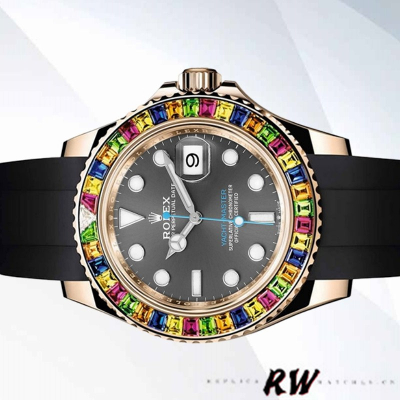 Rolex Yacht-Master 116695 Black Rubber Strap Grey Dial 40MM Mens Replica Watch
