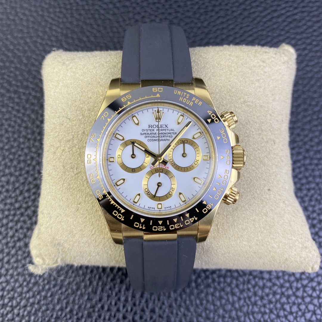 Rolex Cosmograph Daytona 116518LN White Dial Black Rubber Strap 40mm Mens Replica Watch