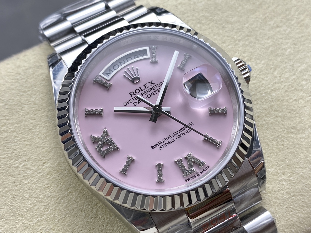 Rolex Day-Date 128239 White Gold Pink Opal Dial 36MM Unisex Replica Watch