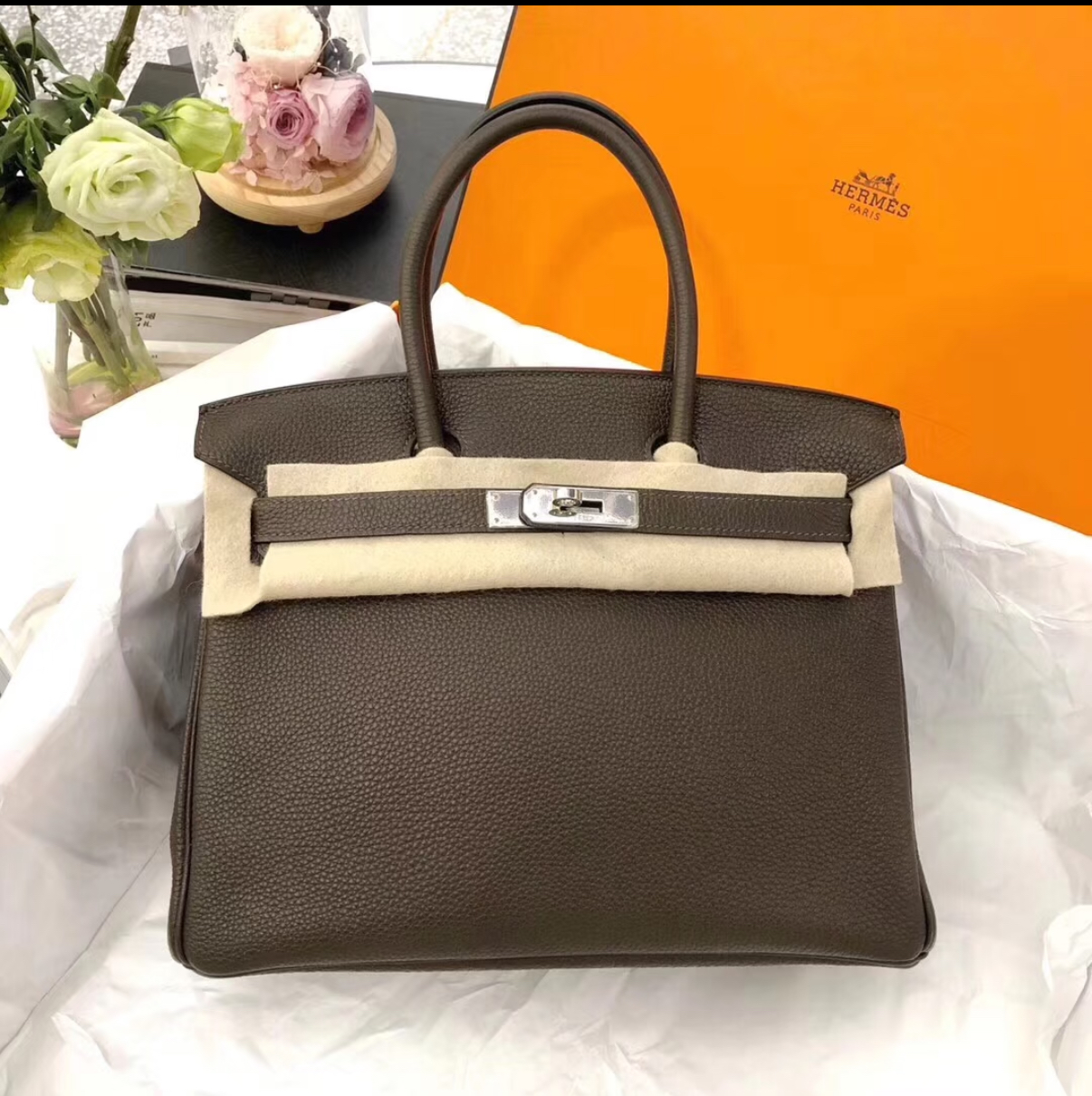 Hermès Birkin 25-30 dark brown TOGO custom