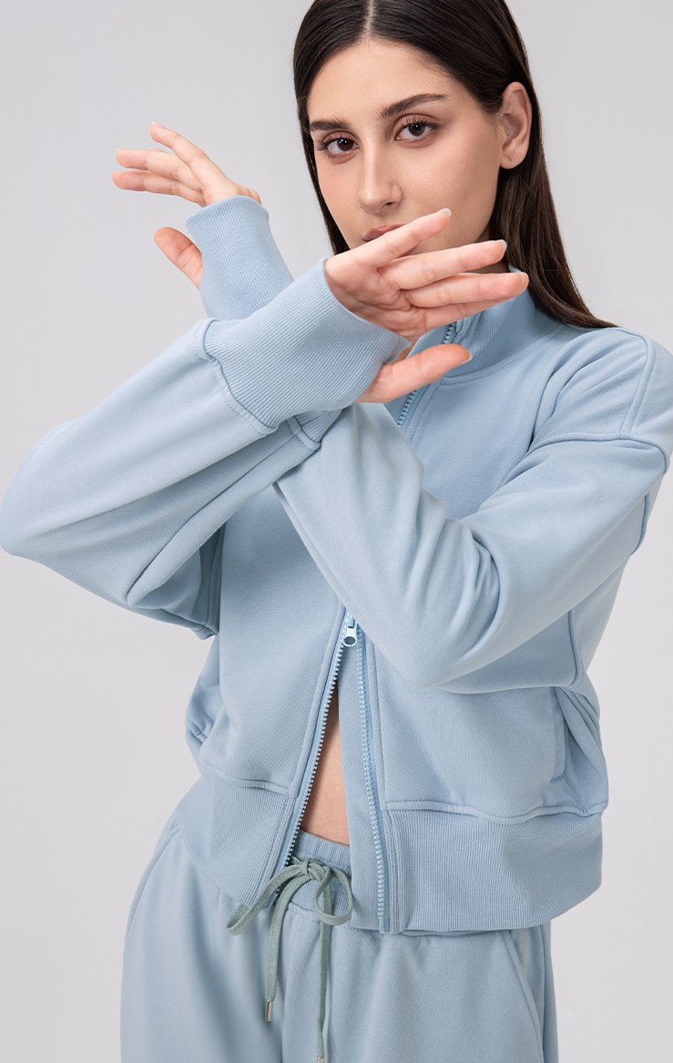Women's Autumn/Winter Loose-fitting Stand Collar Yoga Jacket Casual Running Fitness Top Zipper Cardigan