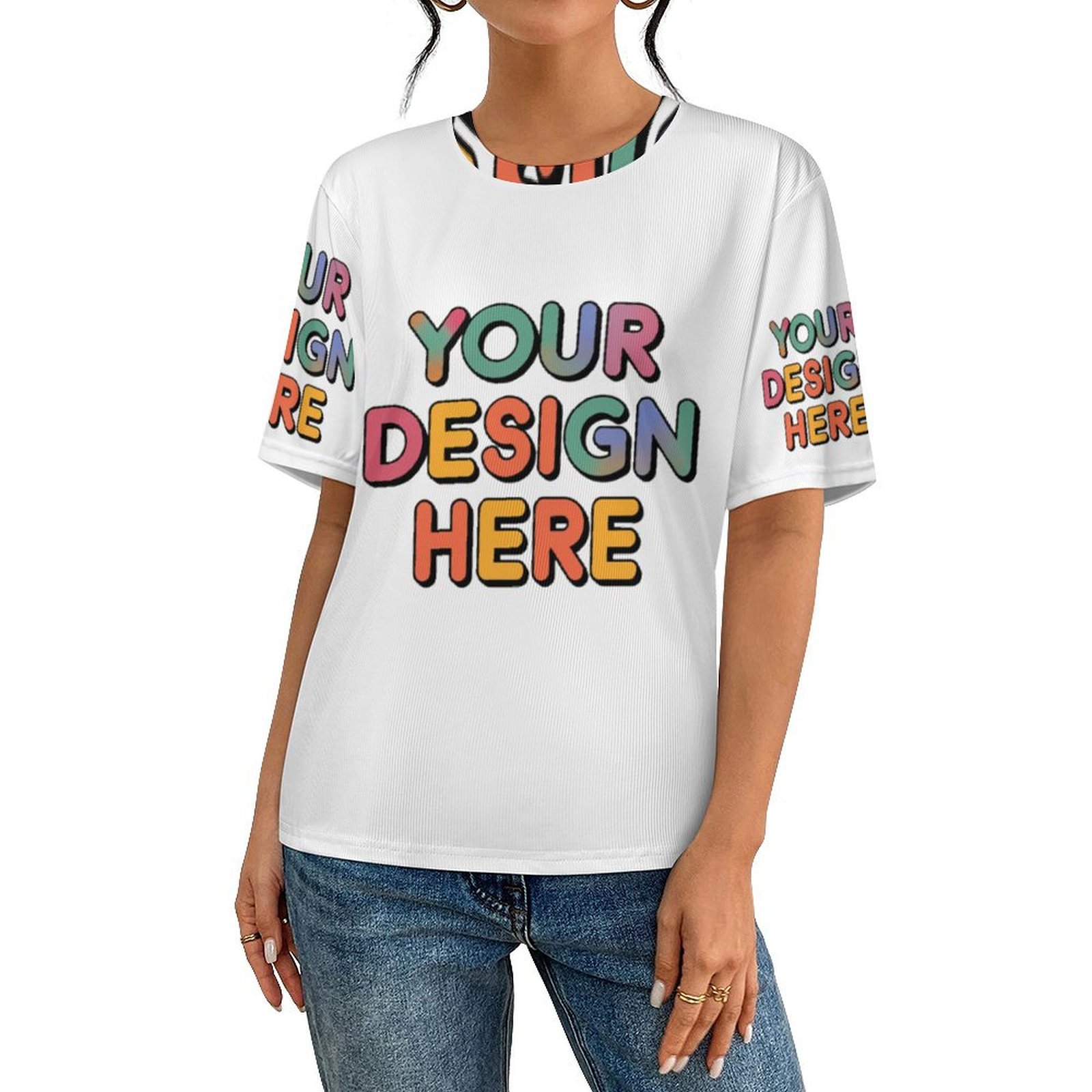 Customized Men’s Comfortable Ribbed Fabric T-Shirt with Personalized Patterns