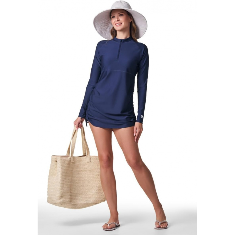 AURETOP Women's Ruche Long Sleeve Swim Shirt