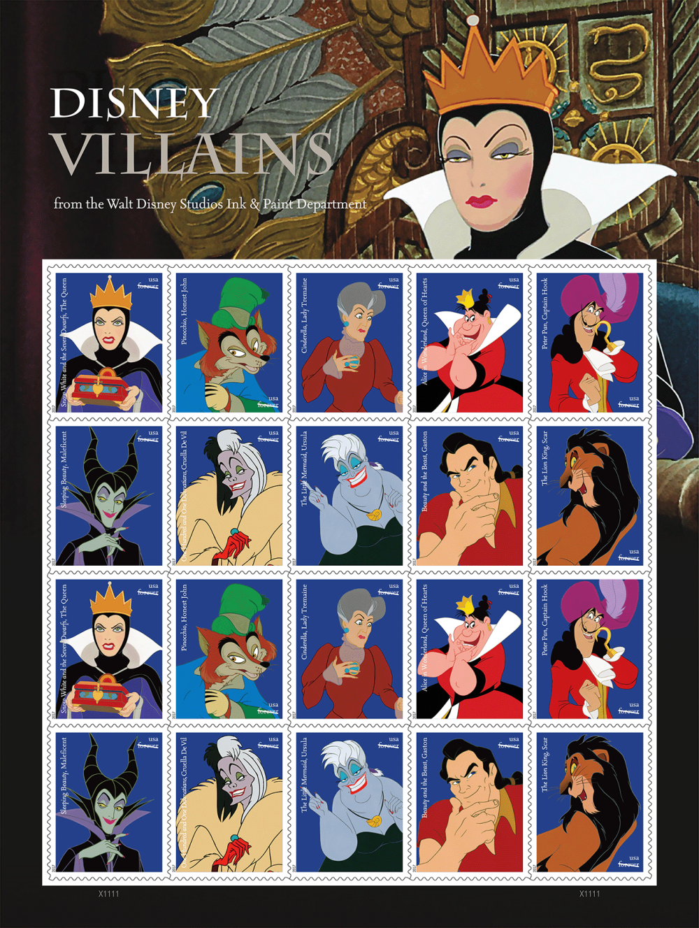 2017 Forever Stamps First Class Postage Stamps Walt Villains