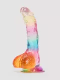 Rainbow Transparent Dildo with Balls 6 Inch