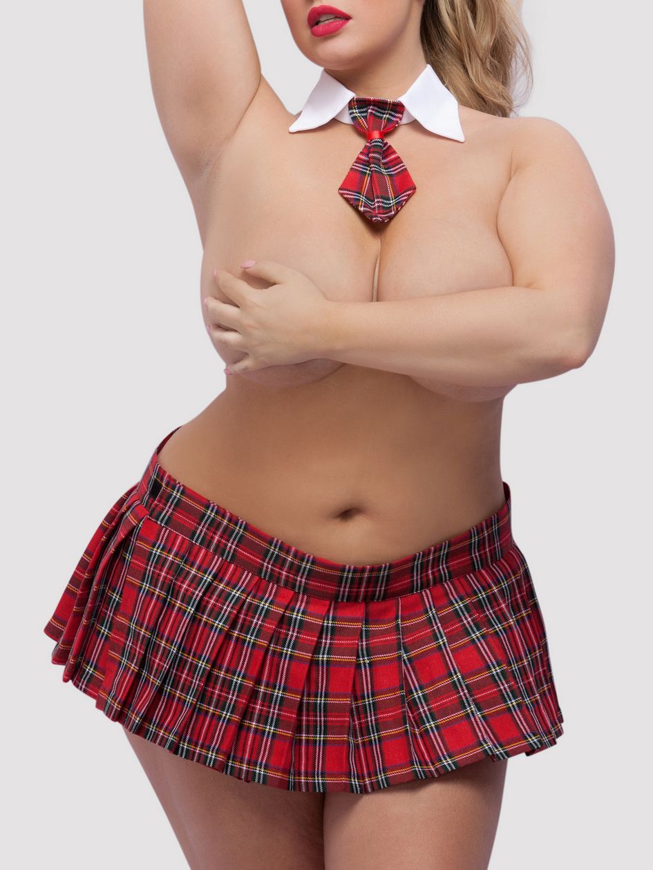 Lovehoney Fantasy Plus Size Tartan Skirt and Tie Set