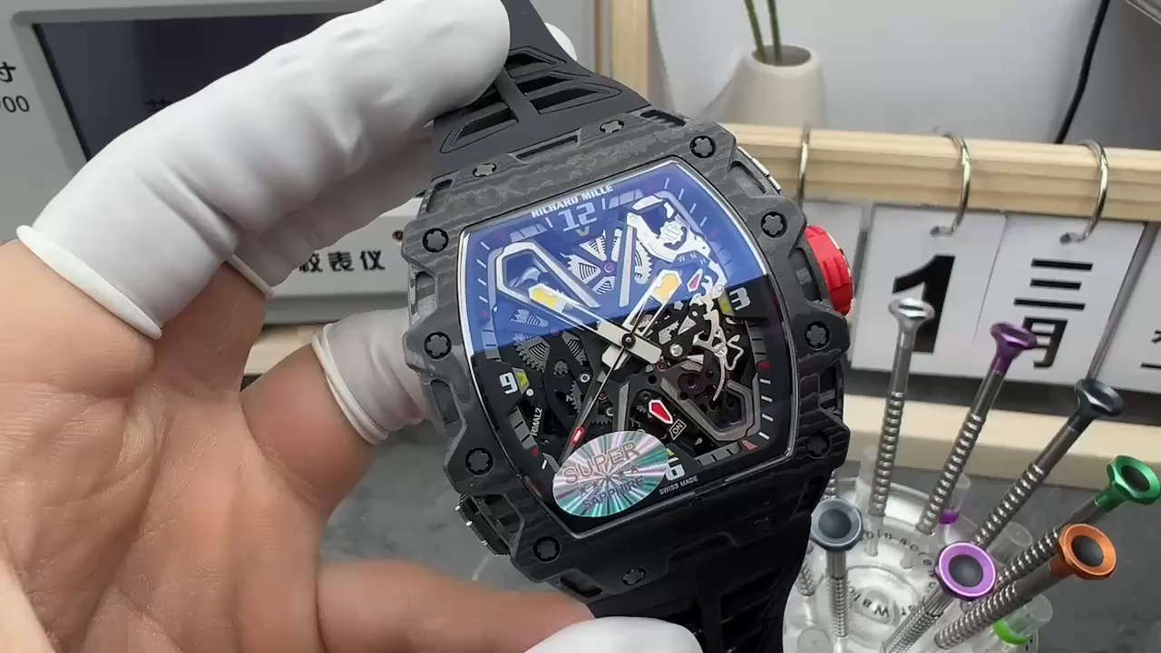 Richard Mille RM35-03 1:1 clone Black Carbon Skeleton Watch