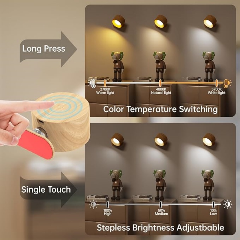 WALLARTISAN 3PACK Romote LED Wall Sconce - Rechargeable Wall Light