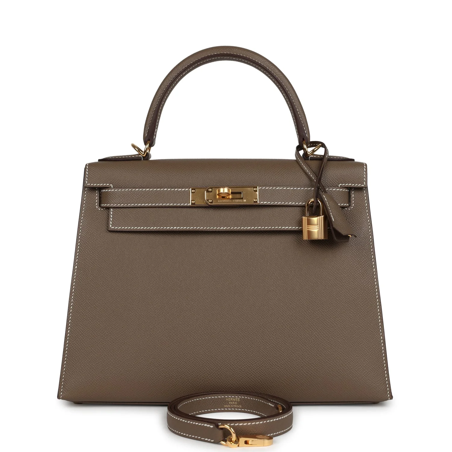 Hermes Kelly Sellier 28 Etoupe Epsom Gold Hardware