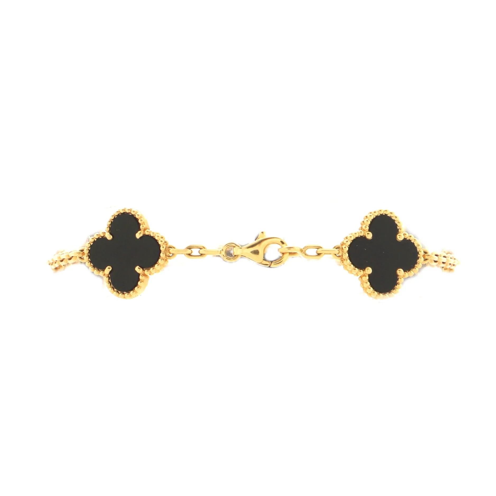 Vintage Alhambra 5 Motifs Bracelet 18K Yellow Gold and Onyx