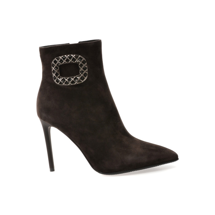 Botine elegante EPICA maro, E32778B, din piele intoarsa