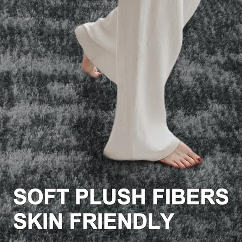 6x9 Ft Large Shag Black Rug for Living Room