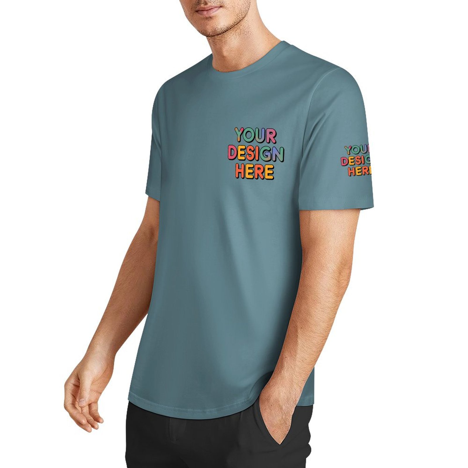 Personalized Custom Men’s Essential Summer T-Shirt with Chest and Sleeve Print