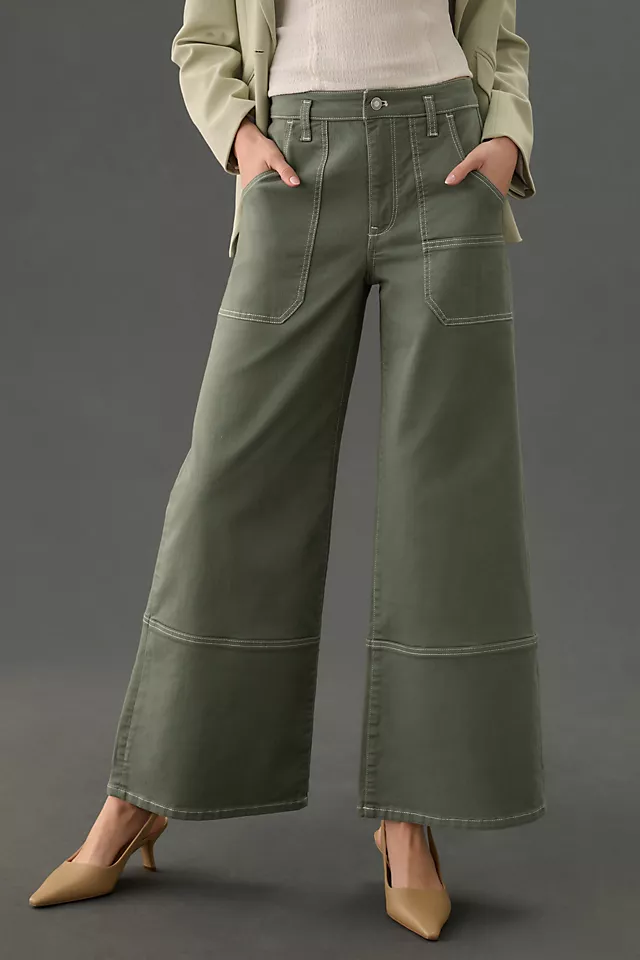 Stitched High-Rise Wide-Leg Jeans MOSS