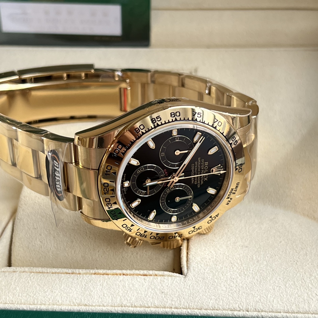 Rolex Daytona 116508 Yellow Gold Black Index Dial 40MM Mens Replica Watch