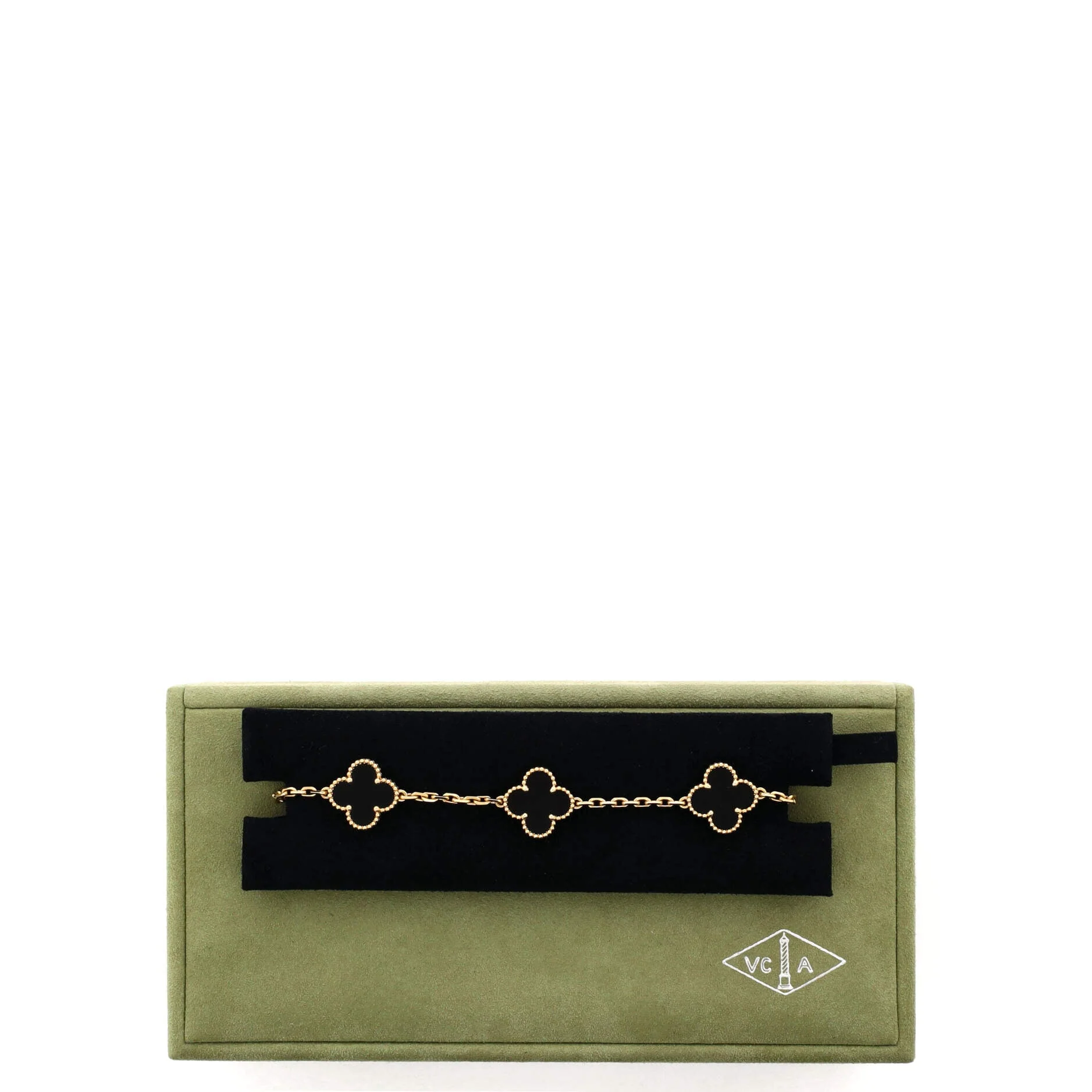 Vintage Alhambra 5 Motifs Bracelet 18K Yellow Gold and Onyx