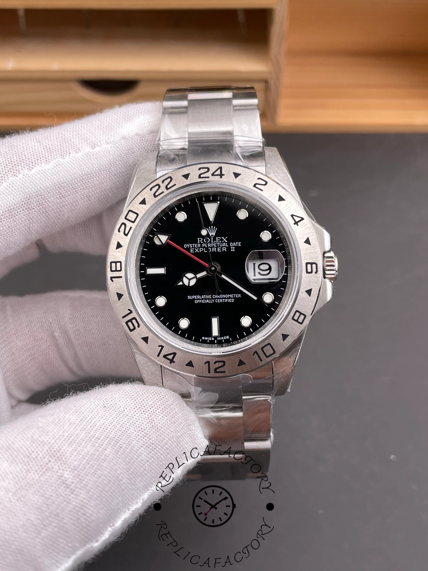 Rolex Explorer II 16570 Stainless Steel Black Dial 40MM Mens Replica Watch