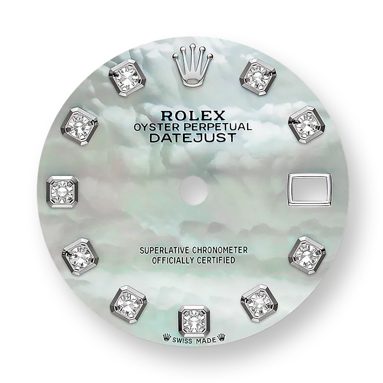 Classic watches LADY-DATEJUST Oyster, 28 mm, white gold and diamonds