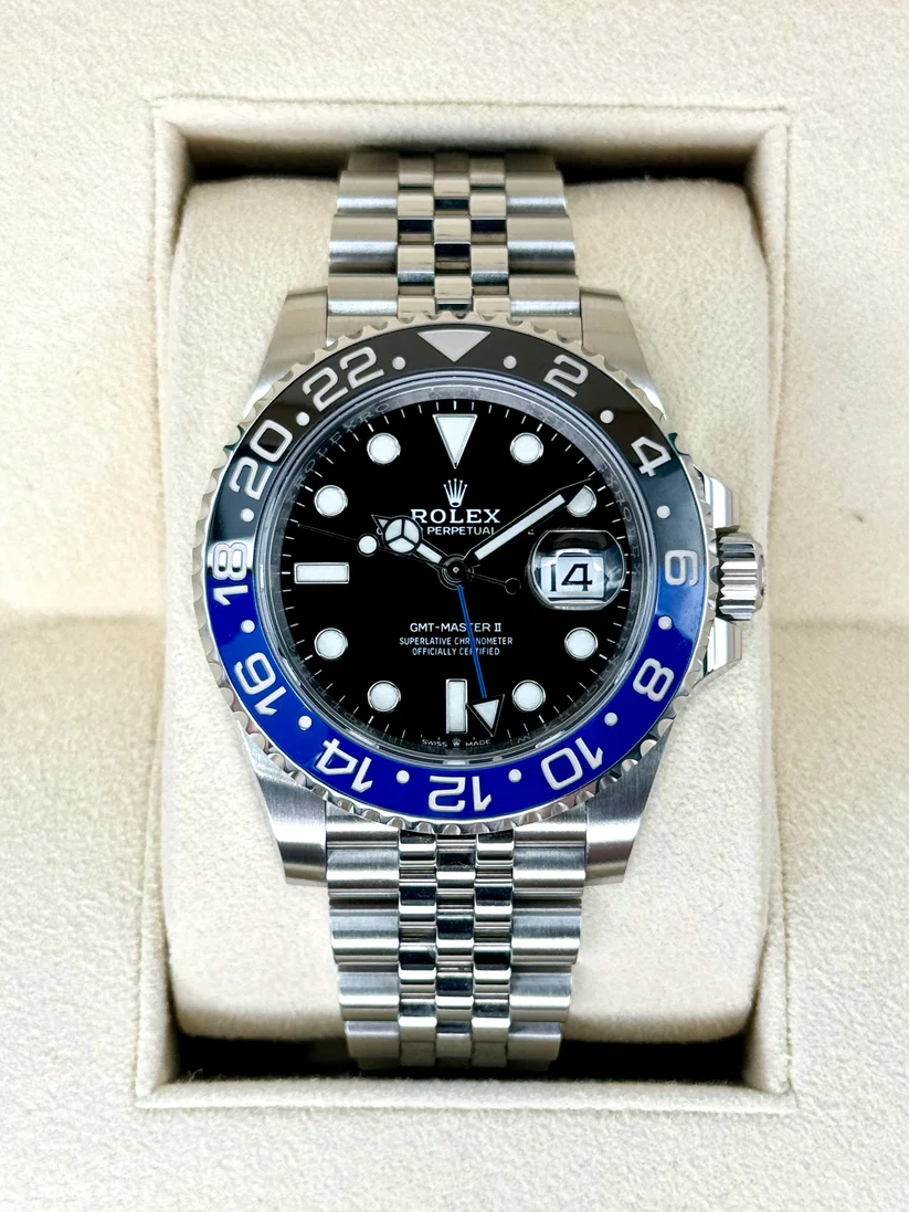 【Super Clone】RLX GMT-Master II "Batgirl" Stainless Steel Black and Blue Cerachrom Jubilee | Ref m126710blnr-0002