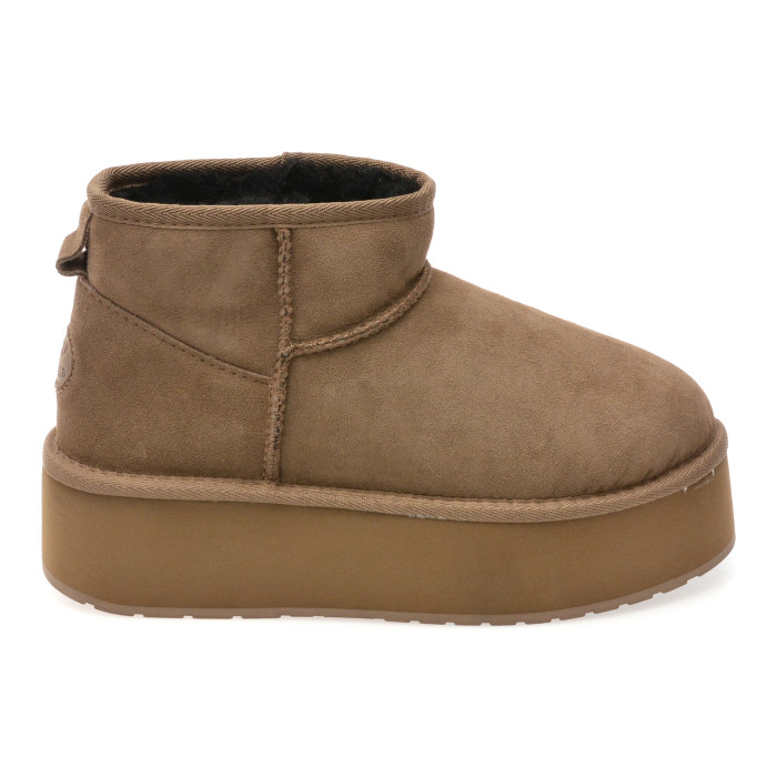 Ghete EMU gri, STINGER MICRO FLATFORM, din piele intoarsa
