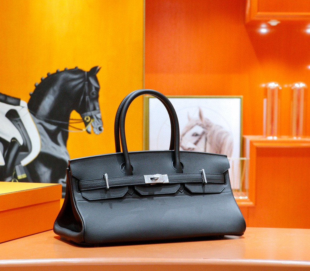 Hermes Birkin platinum bag black color Togo style fully hand-sewn silver buckle 29-42cm long customization