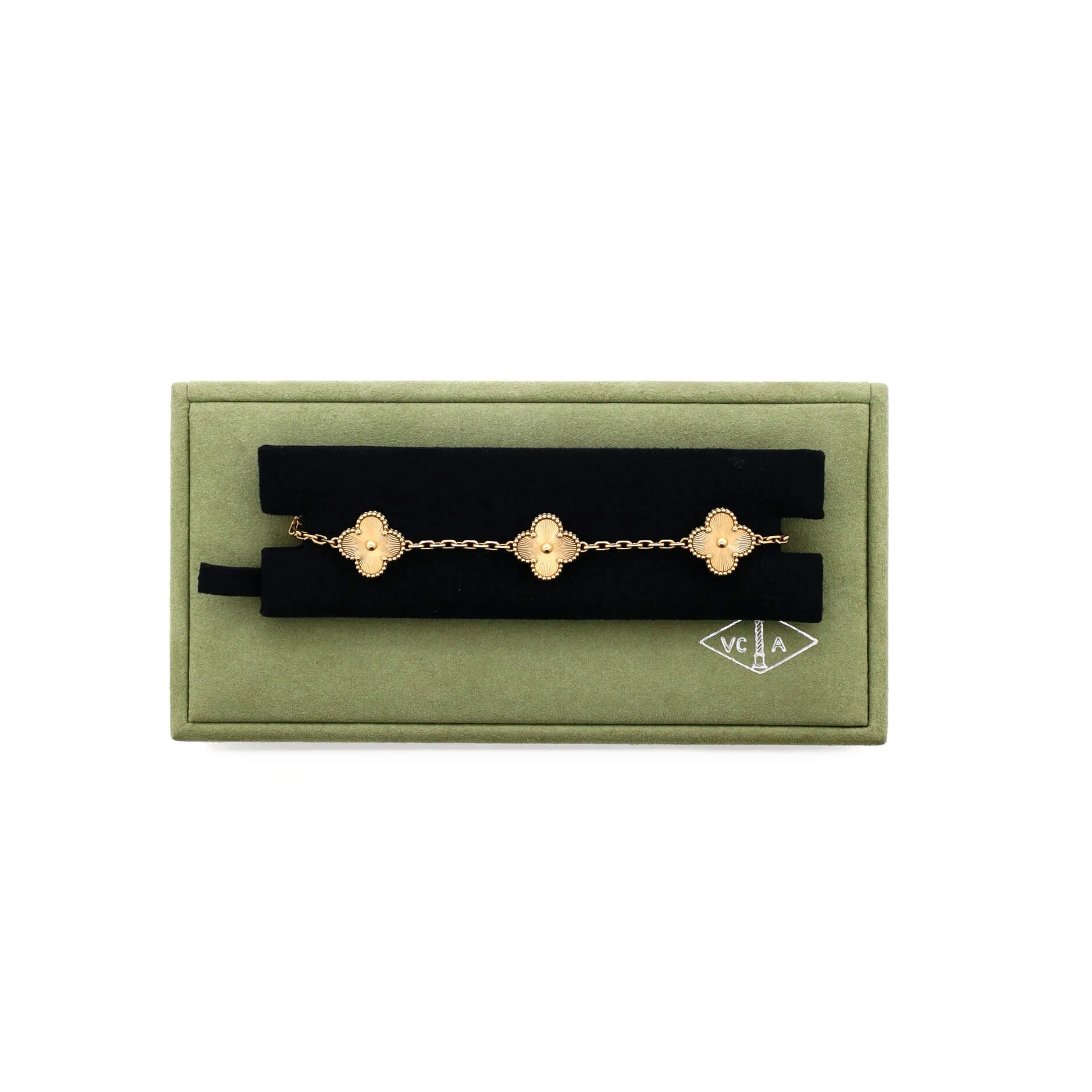 Vintage Alhambra 5 Motifs Bracelet Guilloche 18K Yellow Gold