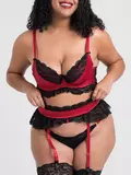 Lovehoney Plus Size Empress Red Satin and Lace Bra Set