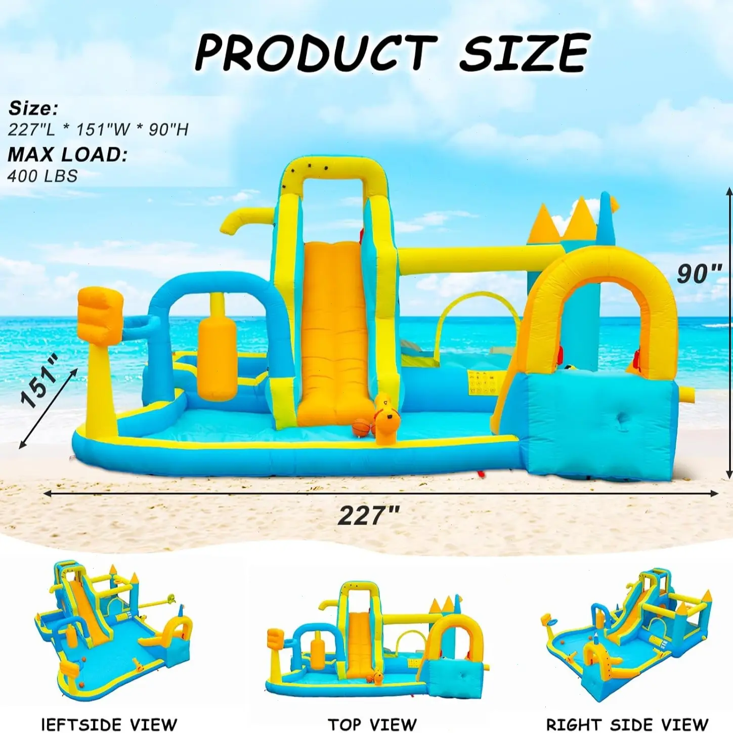 🔥Summer Deal🔥 Inflatable Water Slide Park with Splash Pool & Water Cannons