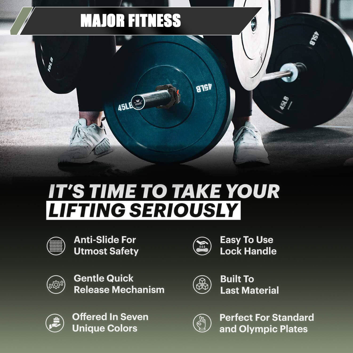 Major Fitness Barbell Collars | Olympic Barbell Clamps Sold In Pairs