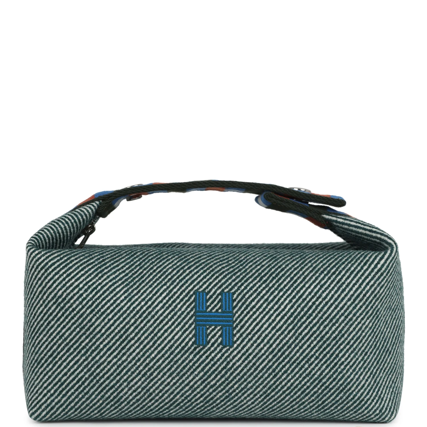 Hermes Bride-A-Brac Au Carre Case PM Vert Foret H Natte Canvas and Wool Palladium Hardware