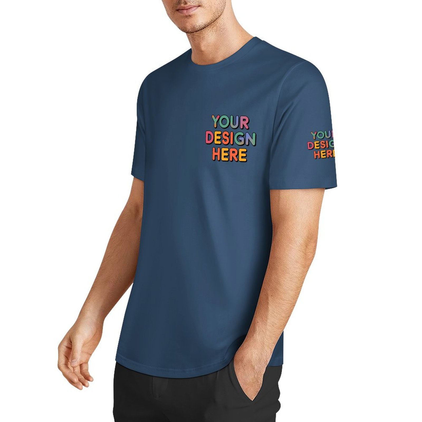 Personalized Custom Men’s Essential Summer T-Shirt with Chest and Sleeve Print