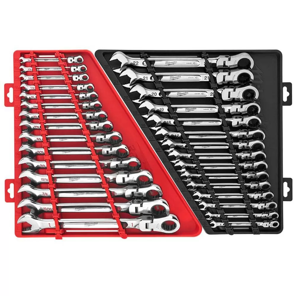 144-Position Flex-Head Ratcheting Combination Wrench Set SAE and METRIC (30-Piece)