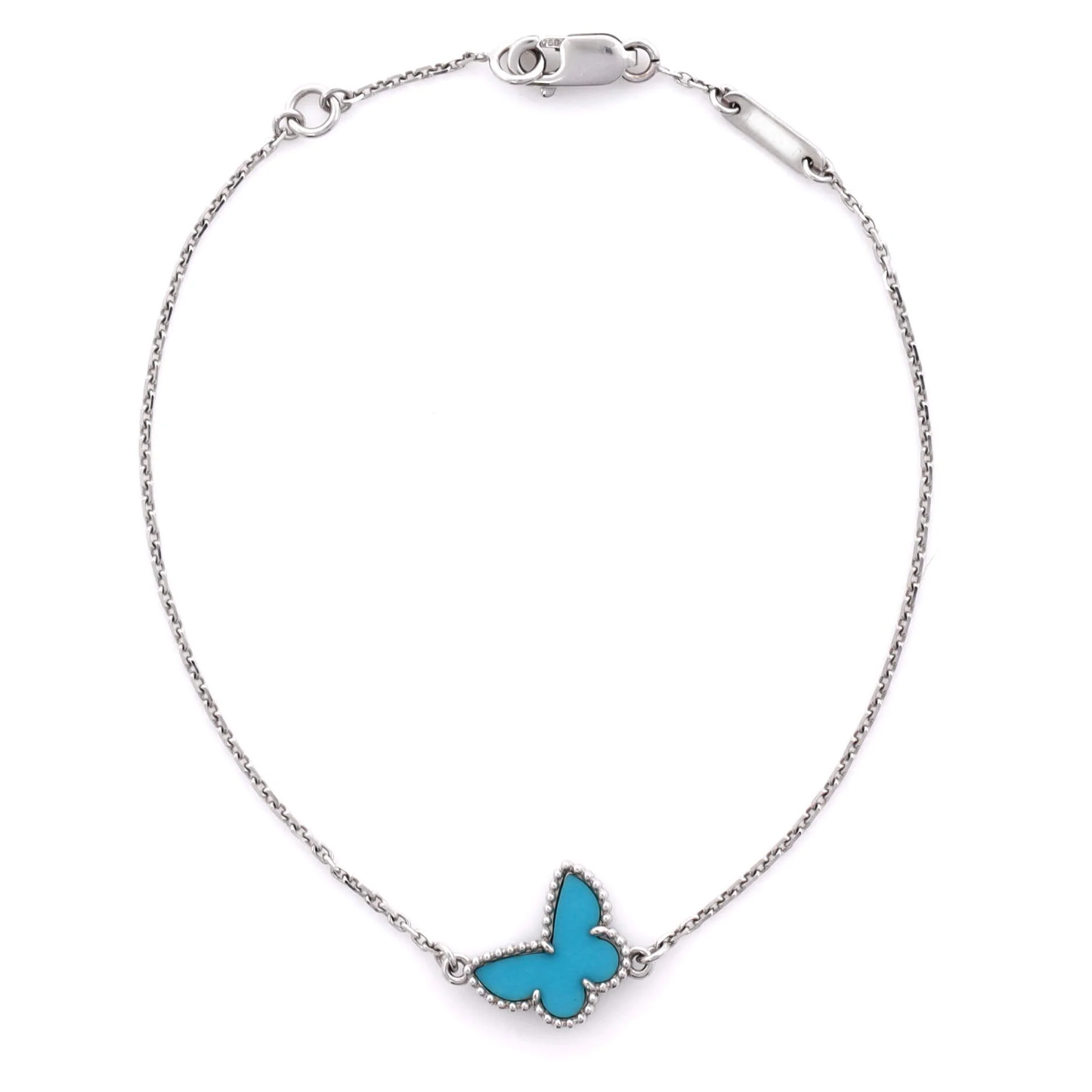 Sweet Alhambra Butterfly Bracelet 18K White Gold and Turquoise