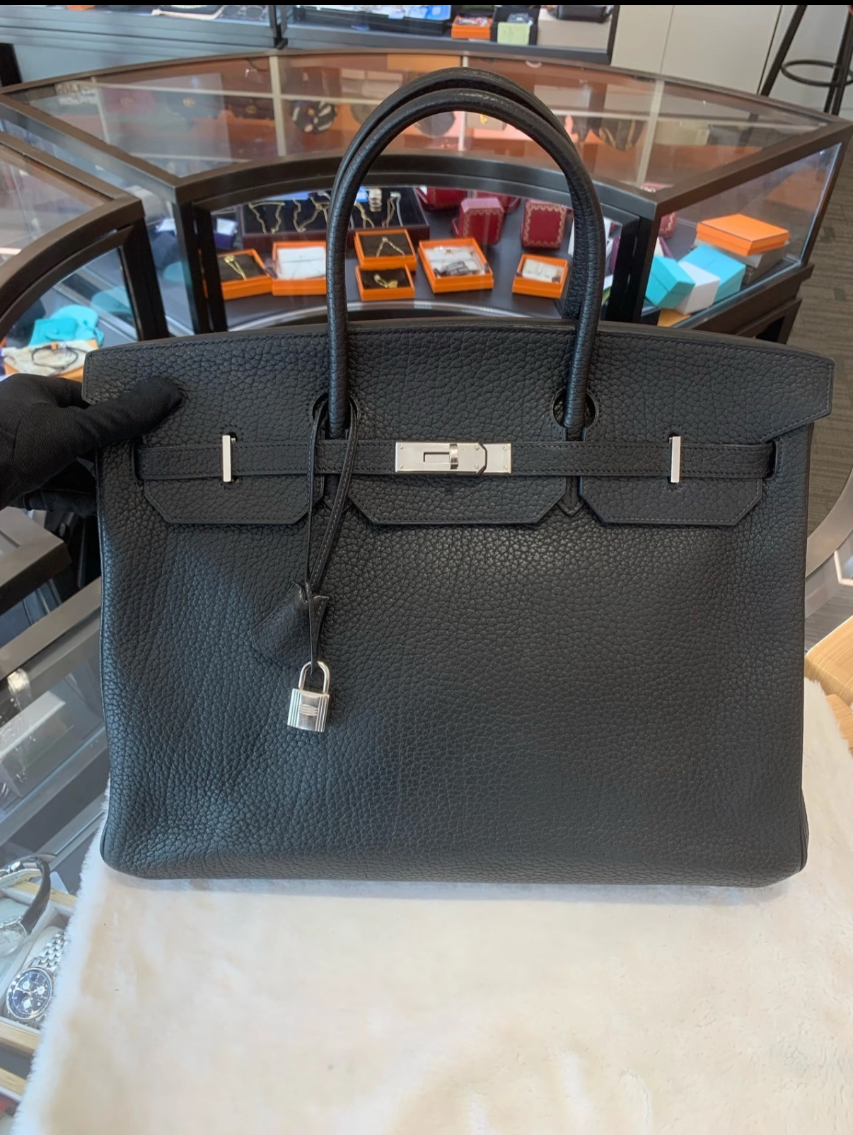 Bikrin 35-40 black silver buckle TOGO leather custom