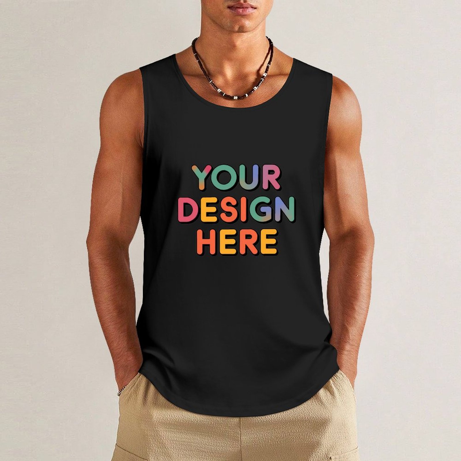 Personalized Custom Men’s 100% Cotton Sleeveless Vest