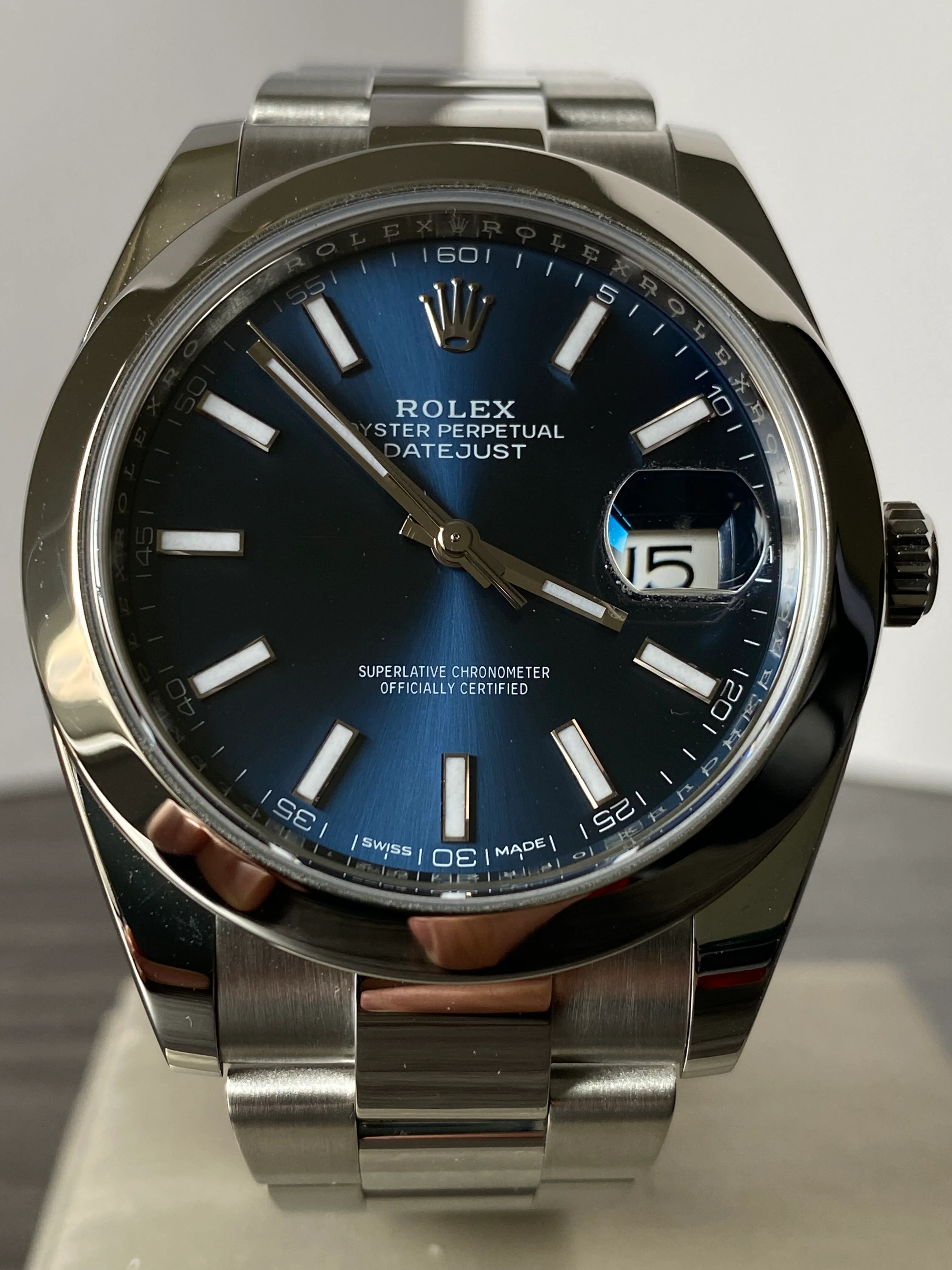 Rolex Steel Datejust 41 - 2020 - Smooth Bezel - Blue Index Dial - Oyster Bracelet - 126300
