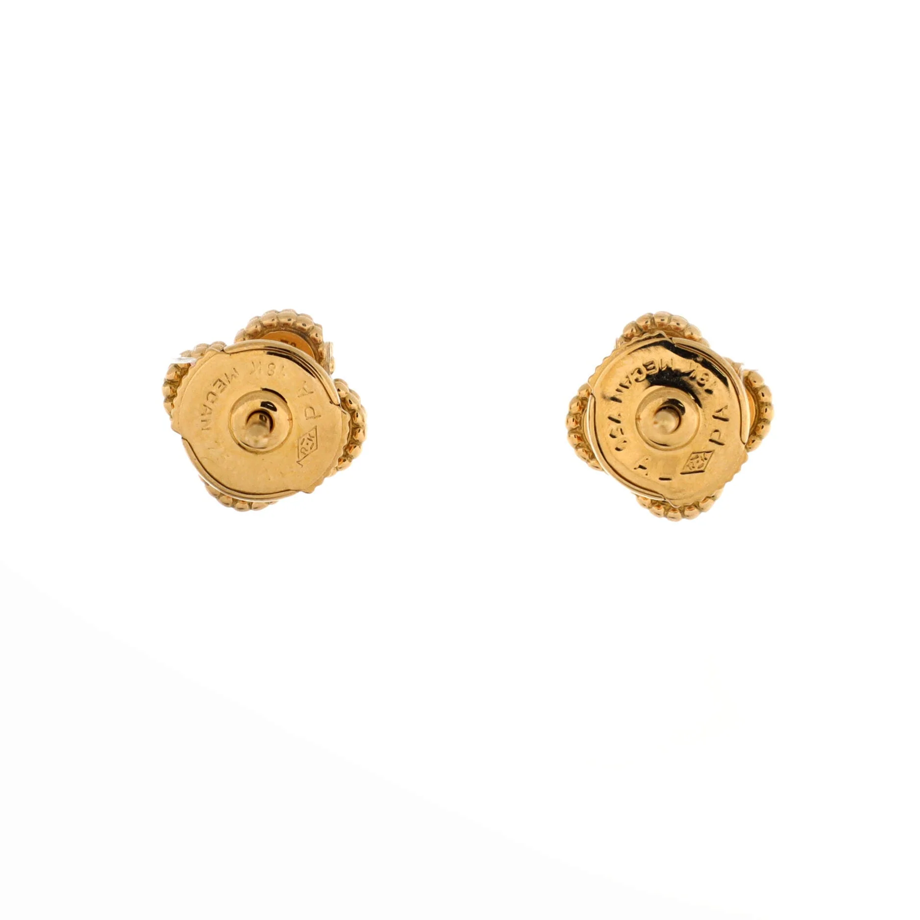 Sweet Alhambra Stud Earrings 18K Yellow Gold and Onyx