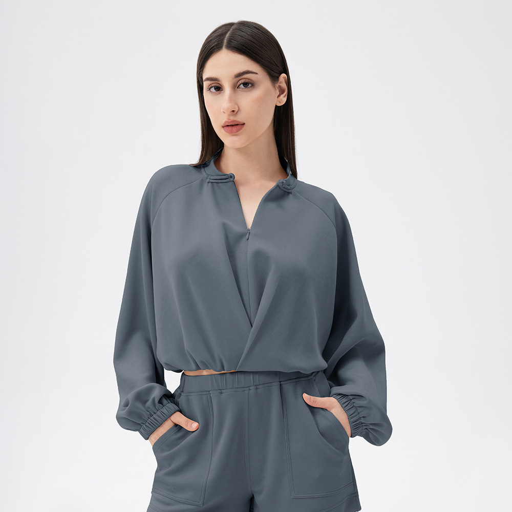 Women's Autumn/Winter New Chinese Style Yoga Outerwear Modal Air Layer Loose Warm Running Fitness Sports Sweatshirt